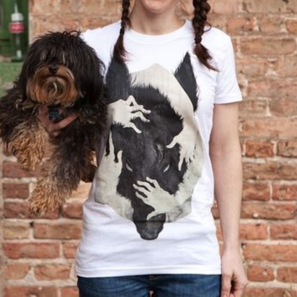 Rare Threadless Wild Dog Corinne A. Reid Burnout Graphic Tee